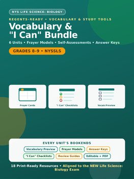 Biology Curriculum Vocabulary & I Can Checklists | NGSS & NYS Regents
