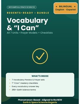 ESS Vocabulary & I Can Bundle (Units 1–7) | Bilingual Spanish/ENL