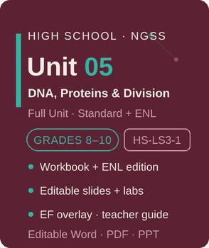Biology Curriculum Unit 5: DNA & Division | Workbook + Bilingual | HS-LS3-1