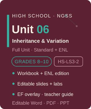 Biology Curriculum Unit 6: Inheritance | Workbook + Bilingual | HS-LS3-2