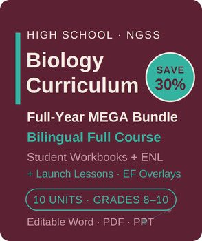 Biology Full-Year Curriculum MEGA Bundle | Bilingual Spanish/ENL Edition | NGSS